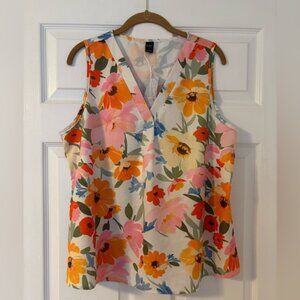 Emory Rose Sleeveless V-Neck Floral Top Multi Colored Women’s L